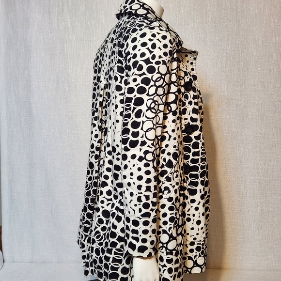 Appraisal Jacket Black White Circle Print Small Large Button A Frame Flare - Picture 10 of 14